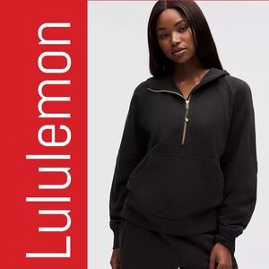NWT Lululemon Scuba Oversized Half Zip Long Hoodie Black Gold Hardware XS/S